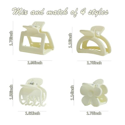 16Pcs Medium Claw Hair Clips for Women Girls,Matte Rectangle Double Row Teeth Flower Semicircle Small Claw Clips for Thin/Medium Thick Hair, Jaw Clips Nonslip Clips (Beige,Khaki,Brown,Black) - color: Beige, Khaki, Brown, Black
