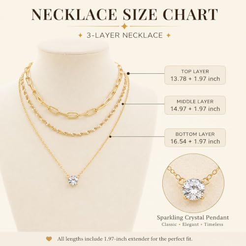 Gold Neklace Stack Dainty Gold Herringbone Necklace for Women Layered Paperclip Chain Necklaces Rhinestone Drop Simple Jewelry Gifts for Women - color: A5:3pcs-gold rh