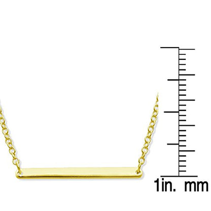 Horizontal Bar Necklace for Women, Sterling Silver or 14K Gold Plated Silver, Minimalist, CZ Diamond, Dainty Bar Pendant - Unique Jewelry Gift - style: Minimalist - Gold