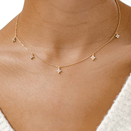 Tewiky Pendant Necklace for Women 14k Gold Plated Chain Choker Necklaces | Dainty Necklaces,Aesthetic Simple Necklace,Jewelry Gifts for Women - color: cross cz choker gold