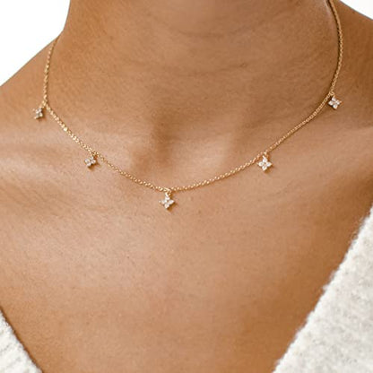 Tewiky Pendant Necklace for Women 14k Gold Plated Chain Choker Necklaces | Dainty Necklaces,Aesthetic Simple Necklace,Jewelry Gifts for Women - color: cross cz choker gold