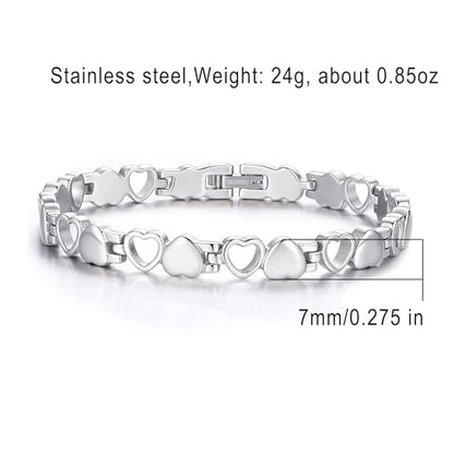mnmoom Heart Bracelets for Women Stainless Steel with Rose gold, gold plating Heart links bracelets - color: Links-Gold