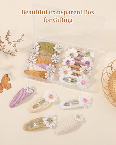 YHXX YLEN 20PCS Snap Hair Clips for Girls Cute Flower Hair Clips Non Slip Fabric Hair Barrettes Toddler Hair Accessories for Baby Toddler Girls Kids - color: 20pcs-Daisy set