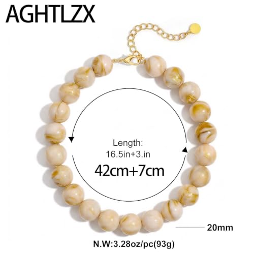Chunky Beaded Necklace for Women, Colorful Trendy Statement Summer Jewelry Gift - color: necklace-17