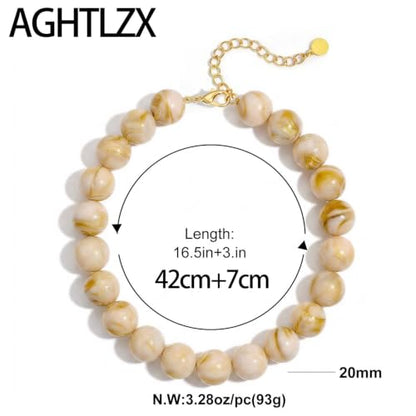 Chunky Beaded Necklace for Women, Colorful Trendy Statement Summer Jewelry Gift - color: necklace-17