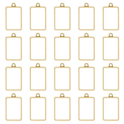 50pcs Open Bezels for Resin,Rectangle Open Frame Pendant Geometric Hollow Frame Pendant Resin Casting Frames Pendants with 1 Loop for Earrings, Necklace, Bracelet, Pressed Flower, DIY Crafts(K Gold) - color: K Gold;Rectangle;Style B