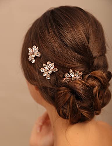 Teyglen Simple Rhinestones Crystal Bride Wedding Hair Comb Set Handmade Red Blue Black Crystal Side Hair Combs Bridal Hair Jewelry Set for Women Bride Girls (Silver) - color: Silver