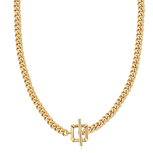 FRUMOS 14K Gold Plated Crystal Pendant Necklace Cubic Zirconia Pendant Necklaces for Women Elegant Pearl Pendant Choker Necklaces - color: T-thick Necklace