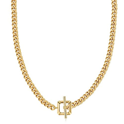 FRUMOS 14K Gold Plated Crystal Pendant Necklace Cubic Zirconia Pendant Necklaces for Women Elegant Pearl Pendant Choker Necklaces - color: T-thick Necklace