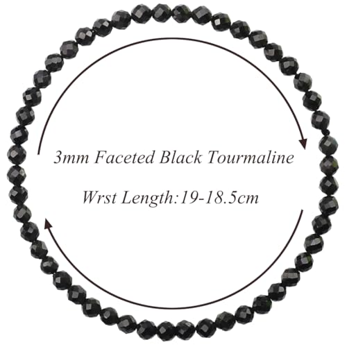 MASSIVE BEADS Natural Genuine Gemstone Beads Healing Crystal Chakra Reiki Jewelry Faceted Round Beads Bracelets 3mm - color: Black Tourmaline