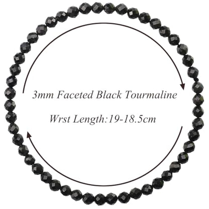 MASSIVE BEADS Natural Genuine Gemstone Beads Healing Crystal Chakra Reiki Jewelry Faceted Round Beads Bracelets 3mm - color: Black Tourmaline