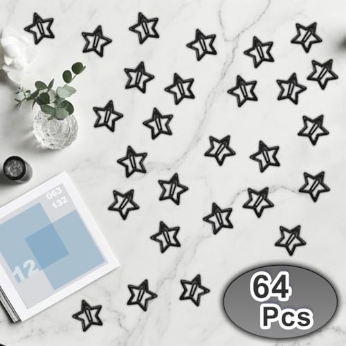 64 Pcs Metal Snap Hair Clips for Women,Small Snap Barrettes for Women Girls Thick Fine Hair (Black) - color: Black