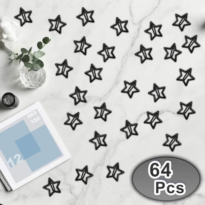 64 Pcs Metal Snap Hair Clips for Women,Small Snap Barrettes for Women Girls Thick Fine Hair (Black) - color: Black