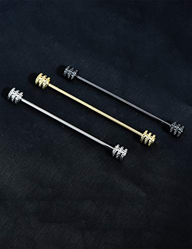3PCS Men's Classic Brass Shirt Collar Bar Tie Pins Set for Wedding Business with Gift Box - color: Whorl Head