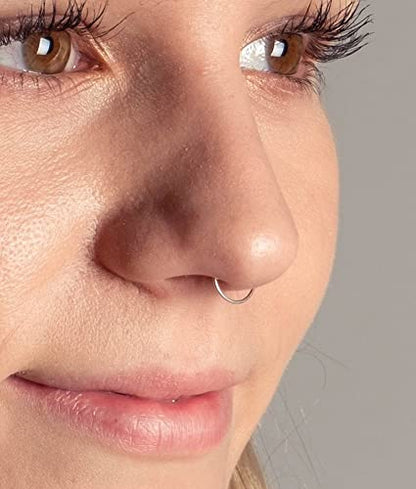 18g 20g 22g Nose Rings Hoops Silver Gold Hoop Nose Ring Surgical Steel Hypoallergenic Cartilage Hoop Earring Thin Helix Earring Hoops Tiny Small Lip Rings Piercing Jewelry 6mm 8mm 10mm - color: Gold 20g 8mm