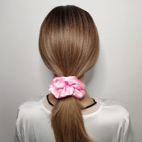 Sufermoe 6 Pcs 4.5 Inch Satin Silk Hair Scrunchies, Light Pink Elastic Hair Ties for Women and Girls, Hair Accessories for Different Hairstyles and Occasions - color: Light Pink