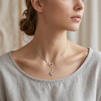 YYB Y Necklace Infinity/Heart/Cross/Faith Pendant Lariat Necklace for Women Drop Necklaces Christian Jewelry Birthday Anniversary Mothers Day Gifts for Mom Sister Girlfriend - color: Heart Necklace