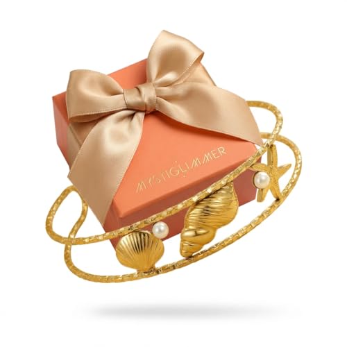 Starfish Open Cuff Bracelet for Women – 18K Gold Plated Stainless Steel, Adjustable Ocean-Inspired Arm Cuff, Waterproof, Hypoallergenic Beach Jewelry Gift - color: Starfish-Seashell 1
