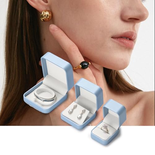Oirlv Luxury Leather Earring Case Jewelry Box For Earrings Premium Jewelry Box Luxury Gift Case(Sky Blue) - color: Sky Blue, size: Earring Box