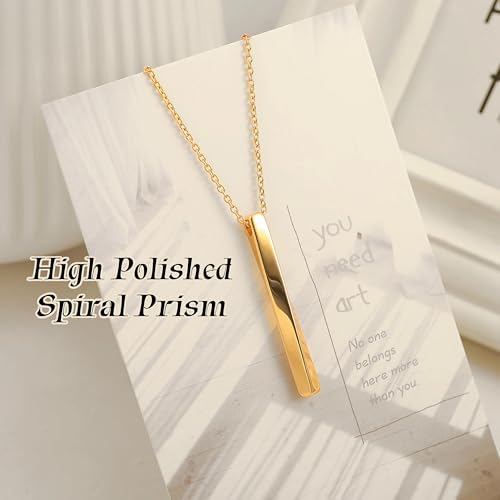 PEARLADA 18k Gold Plated Chain Long Necklace, Boho Sweater Necklace for Women, Geometric Pendant Y Necklace - color: Bar