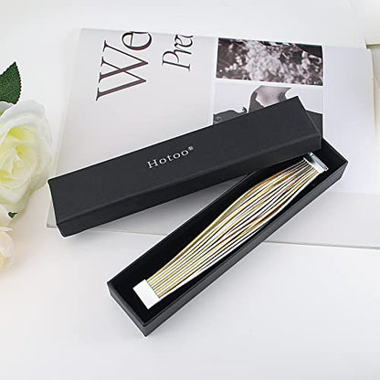 hotoo Leather Wrap Bracelet for Women - color: Gold and silver
