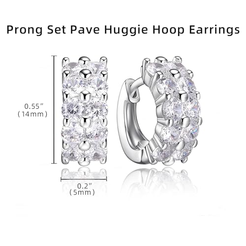 MISS MIMI Sparkle Pavé Hoop Earrings for Women, 925 Silver Posts | Elegant Sparkle Design,Lightweight Comfort , Multiple Hoop Styles , 925 Silver Posts , Everyday Jewelry Gift - style: 0.55 Inch Hoop
