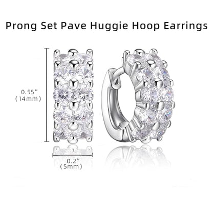 MISS MIMI Sparkle Pavé Hoop Earrings for Women, 925 Silver Posts | Elegant Sparkle Design,Lightweight Comfort , Multiple Hoop Styles , 925 Silver Posts , Everyday Jewelry Gift - style: 0.55 Inch Hoop