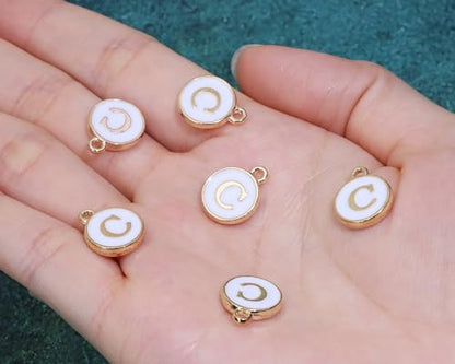 Letter C Charms Double Sided Alphabet Charms Initial Enamel Pendant Beads for Necklace Bracelet Keychain Earrings Mother’s Day Graduation Wedding Jewelry Making Decoration, 30PCS