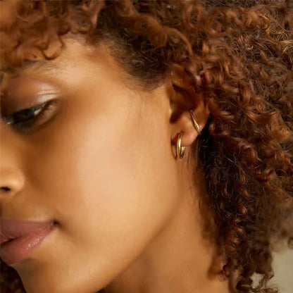 Huggie Hoop Earrings Small Hypoallergenic 14K Gold Plated Huggie Earrings For Women Simple Huggie Stud Earrings - color: Gold-10/10/12/12mm