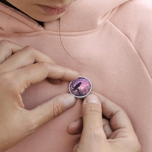 Gothic Raven Flowers Badge Pin Round Badge Metal Button Badges Brooch Lapel Pin for Men Women 1 Inch - color: style-6