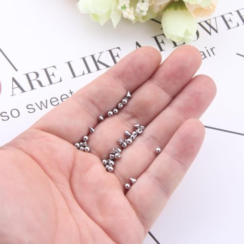 80pcs 16G/14G 316L Surgical Steel Piercing Balls Spikes for Externally Threaded Piercing Jewelry Men Women Piercing Barbell Parts for Eyebrow Nose Ear Lip Tongue Nipple Navel Belly Body Jewelry - size: 16G-3mm