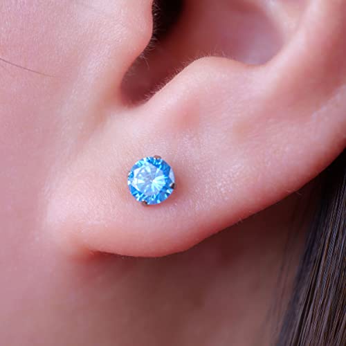 Limerencia Hypoallergenic G23 Titanium Earrings, F136 Implant Grade Pure Titanium, Suitable for Sensitive Ears with Birthstone Crystals CZ Simulated Diamonds