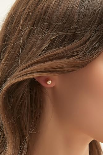EAMTI Pearl Earrings for Women Trendy 18K Gold Plated Sterling Silver Freshwater Cultured Pearl Stud Earrings Hypoallergenic 5.5-9.5MM - color: Peach-pink, size: 6.6-7.5mm