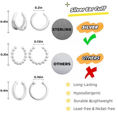Gold Ear Cuffs Earrings for Women Non Piercing Clip on Cartilage Earrings | Trendy Gold Ear Cuff,Cartilage Clip on Earrings,Thin Huggie Hoop CZ Earring Set ,Fashion Jewelry,Non Tarnish,Gift - style: 3pc double cz-sl