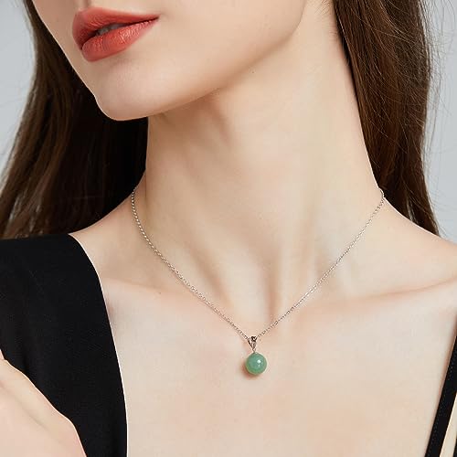 Natural Jade Necklace for Women Sterling Silver Adjustable Handmade Green Jade Pendant Necklaces Healing Crystal Necklace Good Luck Gift for Her - style: Jade Necklace