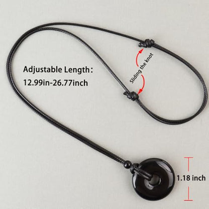 Anjiucc Natural Gemstone Tree of Life Black Obsidian/Golden Obsidian Pendant Necklace for Male and Female Necklace - color: Black obsidian 5