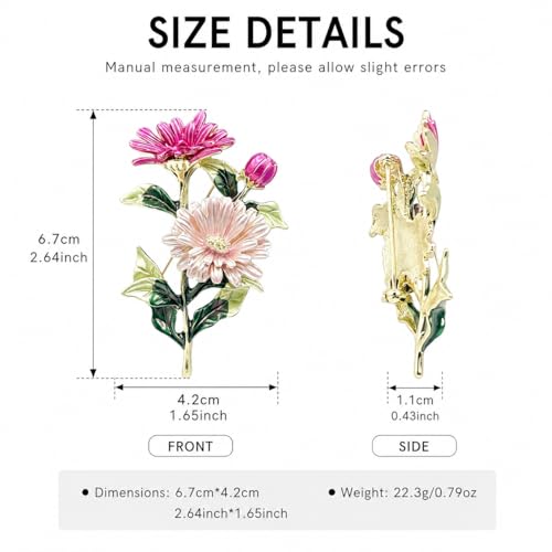 Gradient Purple Rose Flower Brooch Enamel Crystal Floral Lapel Pin Gold Tone Elegant Brooch for Women Suit Coat Scarf Accessory - color: Violet