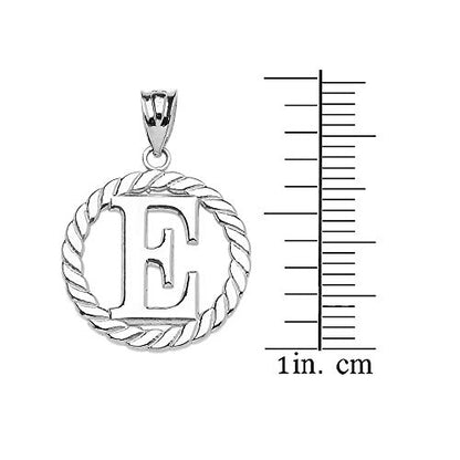 Claddagh Gold Fine 925 Sterling Silver Personalized Initial A-Z Roped Circle Charm Pendant - style: E