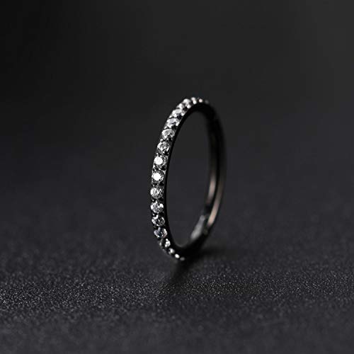 GAGABODY Surgical Steel Hypoallergenic Nose Ring Earring CZ Hoop for Unisex | Hinged Seamless Clasp,Used in Nostril,Septum,Lip,Eyebrow,Nipple and All Ear Piercings.22G to 12G,Inner Diameter 5mm to 14mm - color: Style1:Black+Clear CZ, size: 18G-10mm