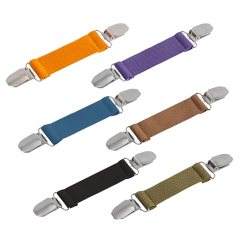 6 Pieces Dress Clips Back Cinch Set,5.5inch Scarf,Sweater,Clothes,Shawl,Retro Cardigan Collar,Travel Hat,Dress Shirt Brooch Clip for Women Girl Decor - color: Black, Brown, Blue, Purple, Olive Green, Orange