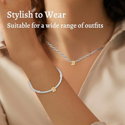 S925 A-Z Bead Charms,Initial Letter Alphabet, 14K Gold Plated, for Bracelet Necklace, Gift for Mothers Nurses Day Graduation Birthday Anniversary, for Girlfriend Family Friend, for Pandora - style: B