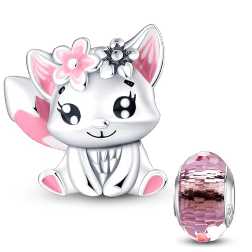 HappyStar 925 Sterling Silver Animal Dogs Charms Pendants fit Pandora Bracelets Necklaces Flowers Sports Travel Charms for Bracelets Women Jrwelry Gifts(with one Spacer Bead Charms) - style: 1-Flower Rabbit Beads