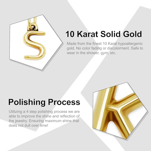 Gold Puffed Initial Letter Charm - 10 Karat Gold - 3D Bubble Letter Pendant - style: Letter s