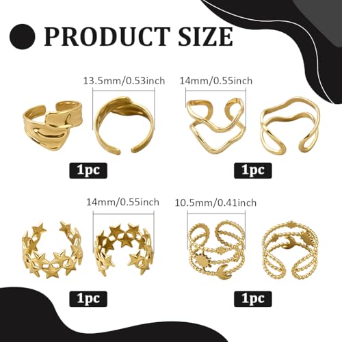 Sun Moon Star Band Rings Layered Finger Rings Irregular Stackable Ring Set Adjustable Opening Ring Supplies for Women Wedding Birthday Party Decoration