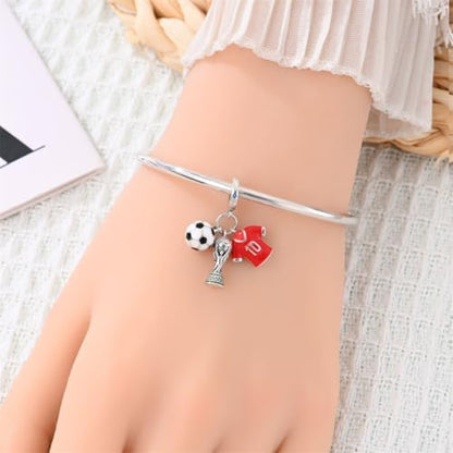 LIGHTDOG 925 Sterling Silve Charms fits Pandora Bracelets Necklace,5A Zircon Dangle Pendant Bead,Mother's Day Gift Jewelry Beads for Women - style: Soccer Champion Charm 2