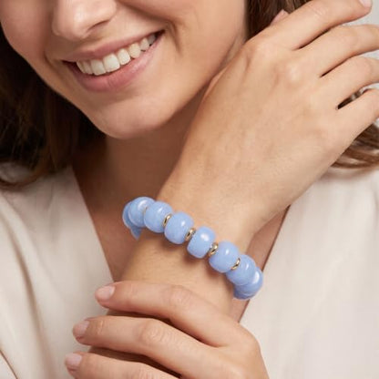 Chunky Beaded Bracelet for Women-Boho Bold Acrylic Resin Stretch Bracelets Trendy Summer Beach Elastic Bangle Vacation Jewelry Accessories - color: Style 1-Blue