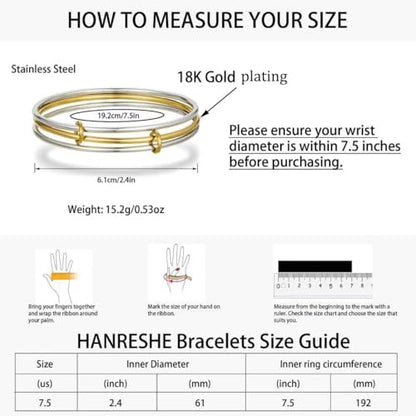 HANRESHE Mixed Metal Bracelet for Women Stack Two Tone Bracelets Trendy Gold And Silver Bracelet Jewelry Gift - color: gold and silver, size: 7.5 Inch