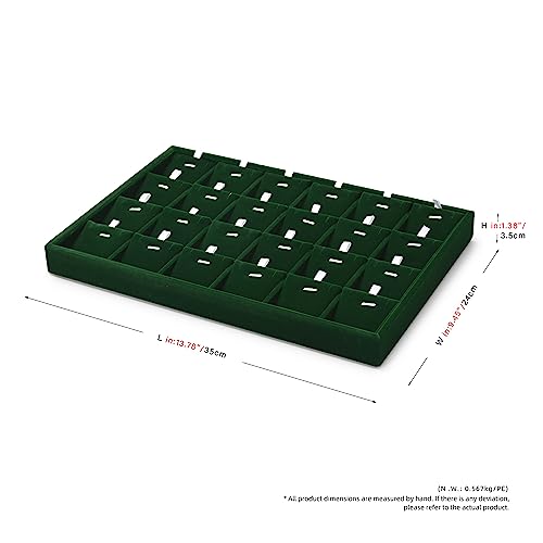 24-Slot Velvet Necklace Pendant & Bracelet Display Tray Green | For Necklace Pendant & Bracelet Storage, Large Capacity, For Home & Retail - size: 24 Slot