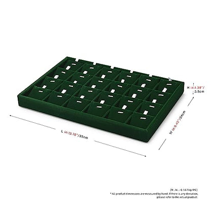 24-Slot Velvet Necklace Pendant & Bracelet Display Tray Green | For Necklace Pendant & Bracelet Storage, Large Capacity, For Home & Retail - size: 24 Slot