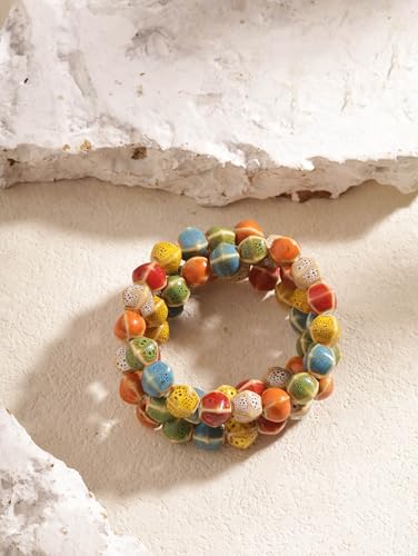 MINACHI Boho Colorful Ceramic Bead Wrap Strand Bracelet for Women, Bohemian Hippie Summer Jewelry Gift - color: S02